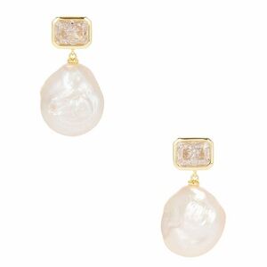Shashi Cleo 14K Gold Vermeil Freshwater Pearl & Cubic Zirconia Drop Earrings